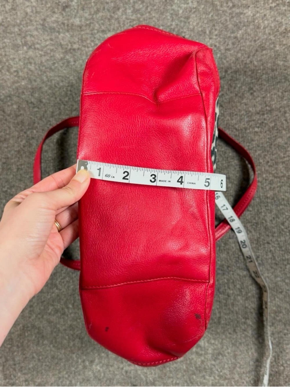Coach Ocelot Animal Print Carrie Tote Shoulder Bag Red Leather Trim Zip Closure - Picture 14 of 14